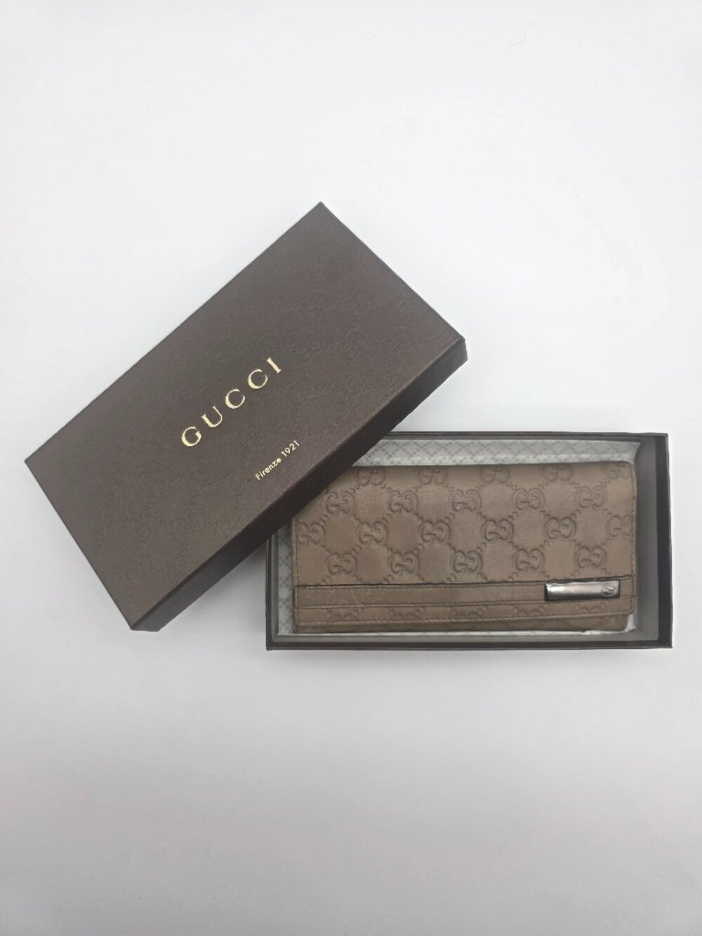 Gucci Leather Guccissima Long Wallet with box